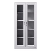 Armoire de bureau en acier, classeur métallique haut de gamme avec étagères réglables, portes vitrées, organisateur de documents sécurisé, unité durable