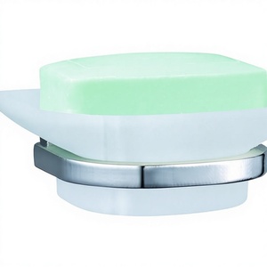 Jabonera Moderna de Grado Hotelero con Base de Aleación de Zinc y Plato de Vidrio Transparente para Montar en la Pared - Product Image 1