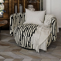 Fauteuil de salon rembourré noir et blanc, style rétro moderne, pour la détente et la lecture, idéal pour les hôtels aux États-Unis (vente en gros)
