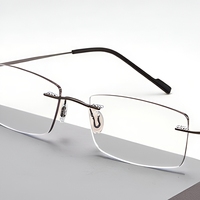Lunettes de vue unisexes haut de gamme sans monture, anti-lumière bleue, pour myopie, monture optique pour myopie