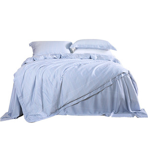 Bamboo Fiber <b>Bedding</b> <b>Set</b> 1.5m Stripe Minimalist Breathable Four Piece Sheet Duvet Cover Pillowcase <b>Set</b> - Product Image 3