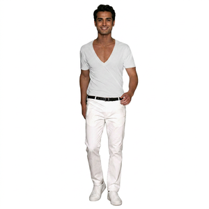 T-shirt Homme Slim Fit Col V pour Gym et Fitness, Personnalisable avec Logo Imprimé, 200 Grammes, Tricot Uni, Impression Sérigraphique - Product Image 1