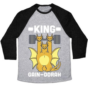 King Gain-Dorah - King Ghidorah Unisex Tri-Blend <b>Baseball</b> <b>Tee</b> - Product Image 5