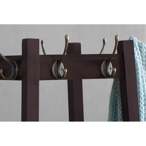 Porte-manteau Vassen avec 3 étagères de rangement, finition expresso, organisateur d'entrée - Product Image 3