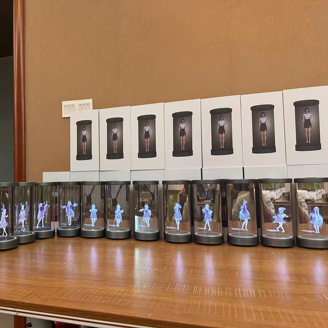 Portable Indoor Desktop Hologram Display Showcase 3D Cylinder Mini 5-inches Hologram Tube OEM