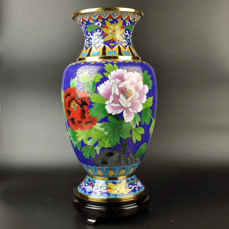 Cloi sonne Vase reiche und ehrenwerte Pfingstrose Peking Blume 30cm Kupfer Reifen vergoldete Vase Dekoration