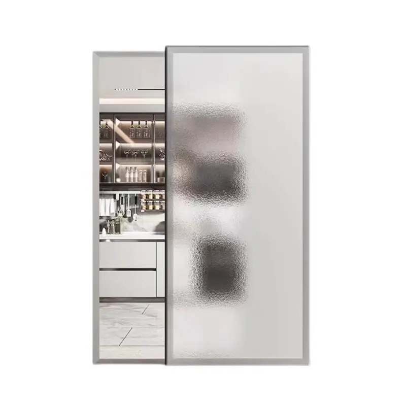 Aluminium Ghost Door Bedroom Interior Narrow Frame Glass Sliding Doors Hidden Track Sliding Glass Door