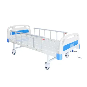 Factory Sales 1 Crank Manual Hospital Bed Cheap Price ICU Metal Nursing Bed Wholesale Hospital Furniture Medical Bed