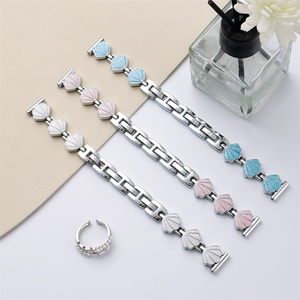 Bracelet de montre en acier inoxydable avec coquille de nacre pour Apple Iwatch ultra 49 46 45 42 40 mm S11, bracelet en métal, chaîne, boucle, bracelet - Product Image 2