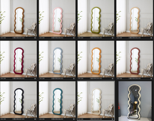 <strong>Lean</strong> <strong>Wall</strong> Floor Full Length Wavy <strong>Mirror</strong> Led Light Large Size Floor Standing Wave Fragola Flock Dressing <strong>Mirror</strong> - Product Image 3