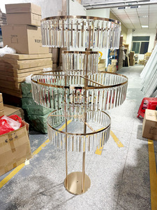 <span class=keywords><strong>Vasi</strong></span> di fiori alti di livello 3/5 in metallo cristallo d'oro basamento di fiori matrimonio centrotavola decorazioni - Product Image 5