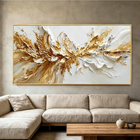 Peinture Murale Abstraite 3D Dorée en Gros, Texture Épaisse, Art Mural Moderne de Luxe 100% Fait Main, Décoration Murale Abstraite