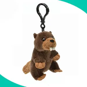 Disesuaikan Grosir Mini Boneka Plush Beaver Gantungan Kunci Mainan