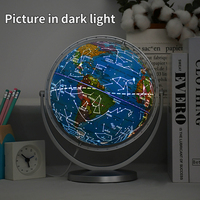 20cm Cadre en plastique argenté Géographie Éducation Rotatif Globe terrestre constellation Illuminé Carte du monde Globe pour Outil d'enseignement