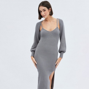 ชุดเดรสไหมพรมแขนยาวสำหรับผู้หญิง ดีไซน์สั่งทำพิเศษ สำหรับฤดูใบไม้ร่วงและฤดูหนาว - Product Image 1