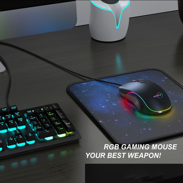 RGB Gaming Wired Mouse Gamer 6400 8000 DPI Lightweight Colorful RGB Luminous Pc Gamer Office Mouse Keyboard for PC Laptop Gaming
