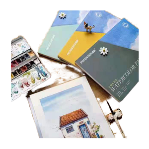 Livre de coloriage aquarelle personnalisable YOGO pour enfants, peinture intégrée, 20 pages, papier anti-transfert, bloc d'art portable pour voyage / Coffret cadeau DIY - Product Image 1