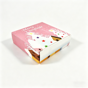 Cajas de Regalo Navideñas, Cajas de Papel con Diseño de <span class=keywords><strong>Pueblo</strong></span> Invernal Rosa para Regalos Navideños - Product Image 1