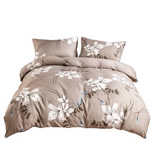 Poland Stock Modern 100% Polyester Elegant White Floral 3-Piece <b>Bedding</b> <b>Set</b> Brown Duvet Cover EU Dropshipping Ready to Ship - Product Image 1