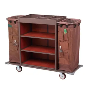 Commercial Wholesale Stainless Steel Trolley Cart Hotel Cleaning Service Linen Trolley Housekeeping Maid Cart Trolley