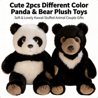 Peluche Panda et Ours Noir, Jouet Animal Mignon, Poupée Douce, Compagnon pour Câliner, Jouet Sûr pour Enfants