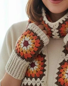 Gorro de Ganchillo Hecho a Mano con Diseño de Cuadrados Granny, Gorro de Invierno Tejido con Patrón Floral para Mujer, para Viajes y Uso Diario - Product Image 4