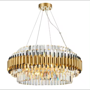 High Quality Pendant Light Gold Modern <b>Living</b> <b>Room</b> Ring Metal Luxury Ceiling K9 Crystal Hanging <b>Chandelier</b> - Product Image 6