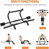 Wellshow Sport Barre de porte à tirer vers le haut Entraînement de force de porte avec barre d'immersion Multi Gym Pro Entraîneur d'équipement d'entraînement suspendu