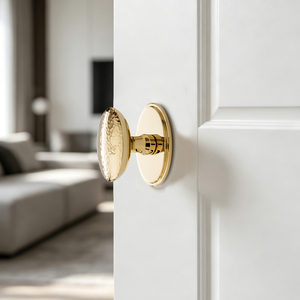Hand-Finished Hammered <strong>Gold</strong> Oval <strong>Door</strong> <strong>Knob</strong> - Artisan Textured Solid Brass Handle for Custom Residential Design - Product Image 6