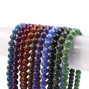 Barniz para hornear de 8MM y 10mm, cuentas redondas de cristal teñidas, <span class=keywords><strong>pintura</strong></span> de mármol colorido, cuentas redondas de cristal para fabricación de joyería, pulseras DIY - Product Image 3