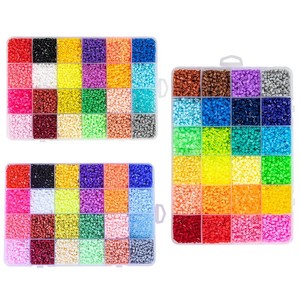 Perler Bead Box 24 Compartment Storage Container For Diy Craft Projects With Cover And Colorful Beads Organized In Grid Format - Product Image 5