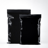 Sacs d'emballage en plastique PE noir brillant, refermables, étanches, épaissis, pour la confidentialité, recyclables, avec fermeture éclair, personnalisables, vente en gros