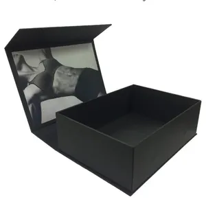 कस्टम चुंबकीय ढक्कन बंद होने फ्लैप उपहार बक्से मैट काले लक्जरी चुंबकीय बंद उपहार बॉक्स