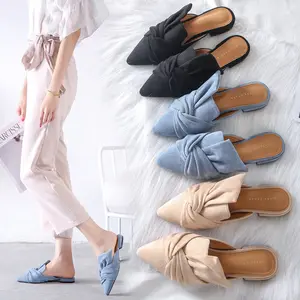 New Summer Women High Thin Heels Slip On Butterfly-Knot Pumps Pointed Toe Slippers Lady Sweet Shoes