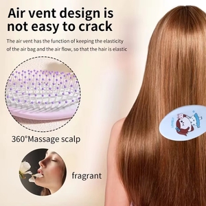 Nuovo Arrivo Spazzola per Capelli con Logo Personalizzato, Design con Ventole, per Massaggio del Cuoio Capelluto, in Plastica Morbida con Airbag, per Ragazze, con Resilienza - Product Image 2