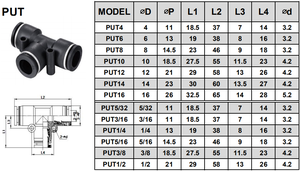 Air <strong>Compressed</strong> System PE Type Pneumatic Equal <strong>Union</strong> Tee Connect <strong>Fitting</strong> One Touch air Hose <strong>Fitting</strong> - Product Image 6