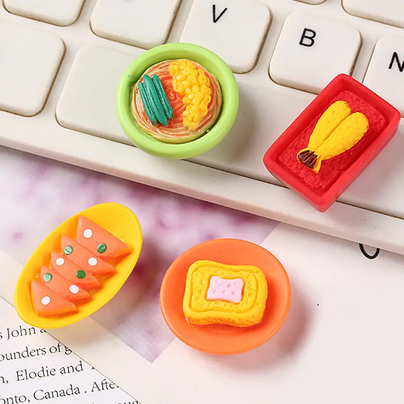 Cartoon Japanese Dish Food Toys Resin Charms DIY Cream Glue Slime Charms Phone Case Fridge Magnet Hair Clip Storage Box Material
