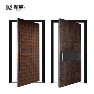 Portes d'entrée de sécurité de style villa en aluminium avec transfert de grain de bois sculpté en 3D Rogenilan - Product Image 4