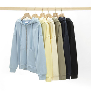 Sweat à capuche long unisexe de haute qualité 380g avec fermeture éclair aux épaules, broderie 3D, coupe oversize, écologique, impression de logo personnalisée - Product Image 4
