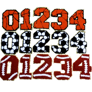 <b>Iron</b> <b>On</b> Football <b>Number</b> Patches 0-4 Embossed Nonwoven Felt Applique For Clothes DIY Crafts - Product Image 1