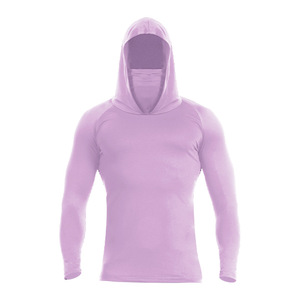 เสื้อฮู้ดแขนยาวผู้ชายสีดำ ทรงรัดรูป แห้งเร็ว ทรงสลิมฟิต สปอร์ต ผ้าถักโพลีเอสเตอร์ สำหรับใส่ในฤดูใบไม้ร่วง - Product Image 3