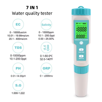 Testeur de Qualité de l'Eau Multifonctionnel Numérique Portable 7 en 1 pH ORP Salinité TDS/EC/TEMP pour Piscine / Aquarium