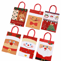 Sacs cadeaux en papier kraft personnalisés en gros, sacs pour fêtes de fin d'année avec poignées, motifs imprimés pour l'emballage de cadeaux de Noël
