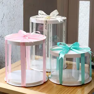 6/8/10 Inch Tall Transparent Cake Box Baking Packaging Round Clear Cake Box