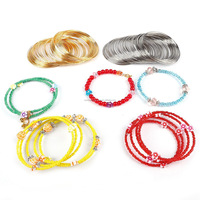 Accessoires de bijoux DIY plaqués or 18 carats, fil à mémoire de forme avec perles, fil perlé de 6 mm en laiton et acier