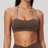 2588 Soutien-gorge de yoga pour femme à maintien moyen, séchage rapide, résistant aux chocs, en Spandex/Nylon brossé, nouveau modèle, style halter-top