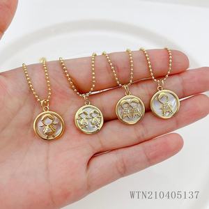 18K Gold Plated <strong>Coin</strong> <strong>Necklace</strong> Joyeria Shell Boy and Girl <strong>Necklace</strong> - Product Image 3