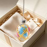Ornement de Noël en verre transparent en forme d'œuf, boule de Noël colorée à motif floral, boule en verre peinte à la main, décoration de maison pour les fêtes, vente en gros personnalisée pour les festivals