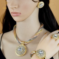 Joyería nupcial Arabia Saudita chapado en oro collar anillo pendientes pulsera anillo árabe mujeres boda joyería conjunto