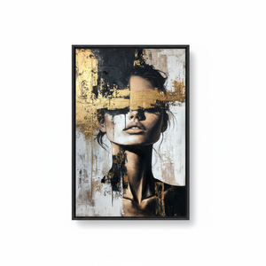 Golden Woman Printed Canvas: Elegant Modern Portrait Art,<b>BLACK</b> <b>FRAMED</b> CANVAS - Product Image 2